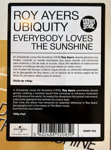 Roy Ayers Ubiquity : Everybody Loves The Sunshine (LP, Album, RE, 180)