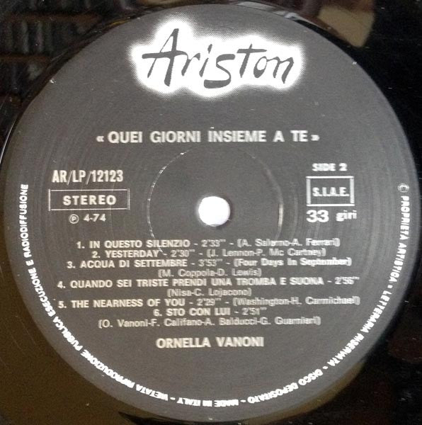Ornella Vanoni : Quei Giorni Insieme A Te (LP, Album)