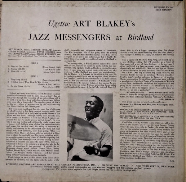 Art Blakey & The Jazz Messengers : Ugetsu (LP, Album, Mono)