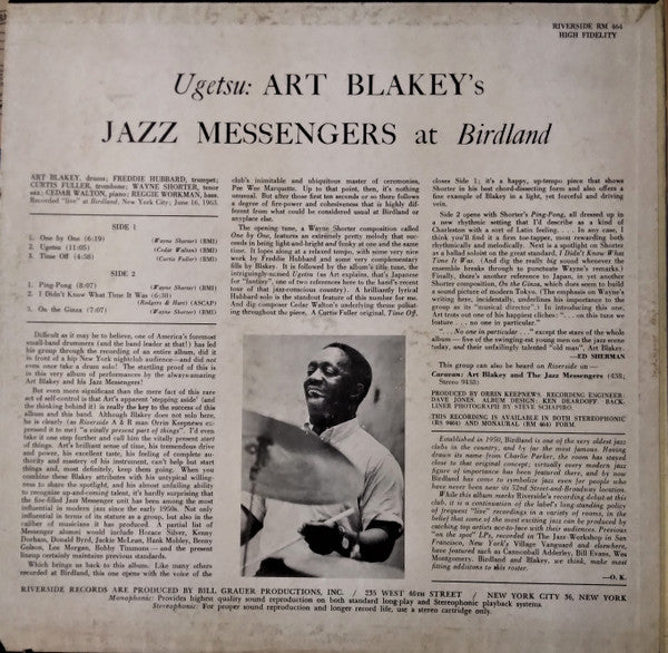 Art Blakey's Jazz Messengers* : Ugetsu (LP, Album, Mono)