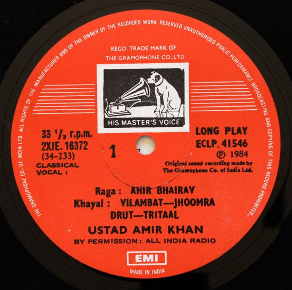 Amir Khan : Raga: Ahir Bhairav, Raga: Bageshree (LP, Album)