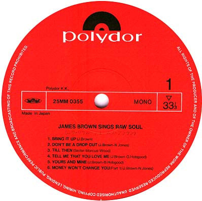 James Brown : James Brown Sings Raw Soul (LP, Mono, RE)