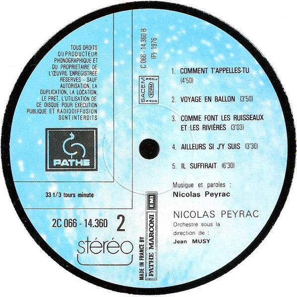 Nicolas Peyrac : Quand Pleure La Petite Fille (LP, Album)