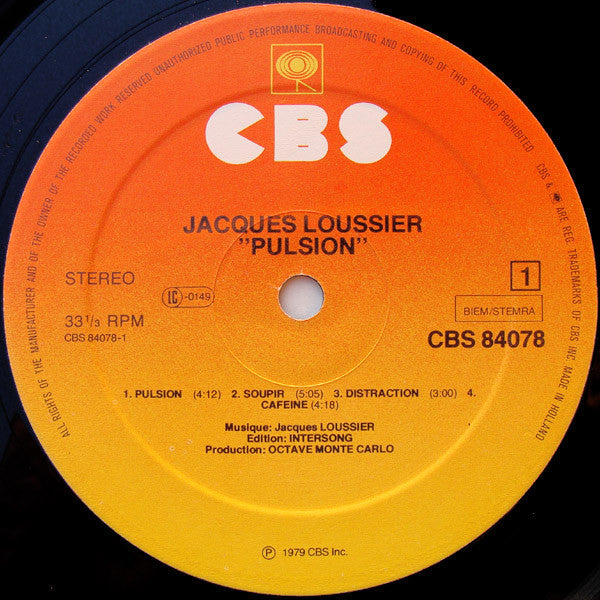 Jacques Loussier : Pulsion (LP, Album)