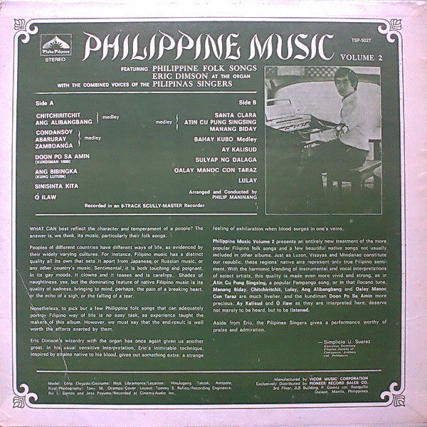 Eric Dimson : Philippine Music, Volume 2 (LP, Album)