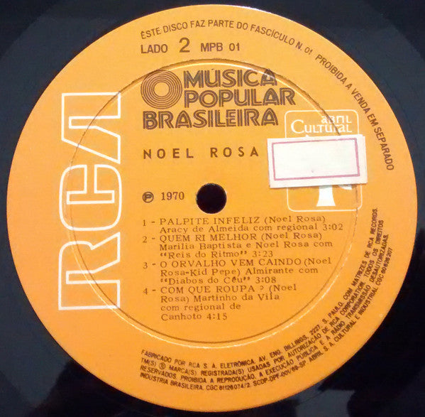 Various : História Da Música Popular Brasileira - Noel Rosa (10", Comp, Gat)