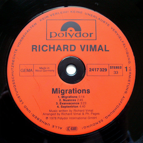 Richard Vimal : Migrations (LP, Album)