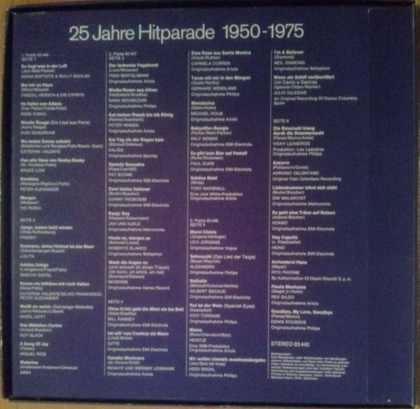 Various : 25 Jahre Hitparade 1950-1975 (Box, Comp, Club, S/Edition + 3xLP, Mono)