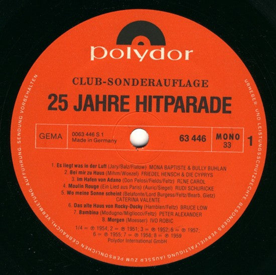 Various : 25 Jahre Hitparade 1950-1975 (Box, Comp, Club, S/Edition + 3xLP, Mono)