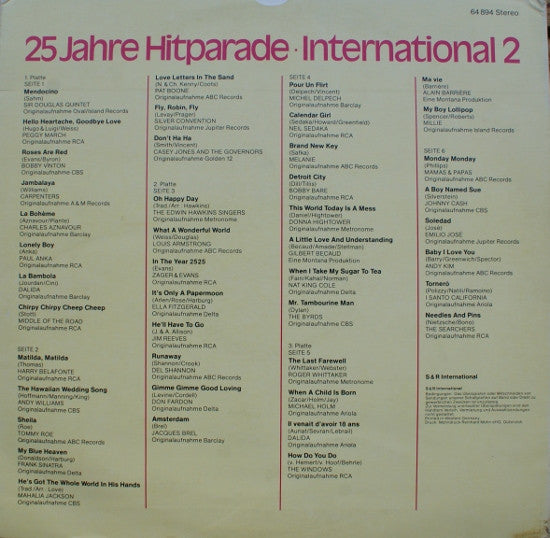 Various : 25 Jahre Hitparade International - 2. Folge (3xLP, Comp, Gat)