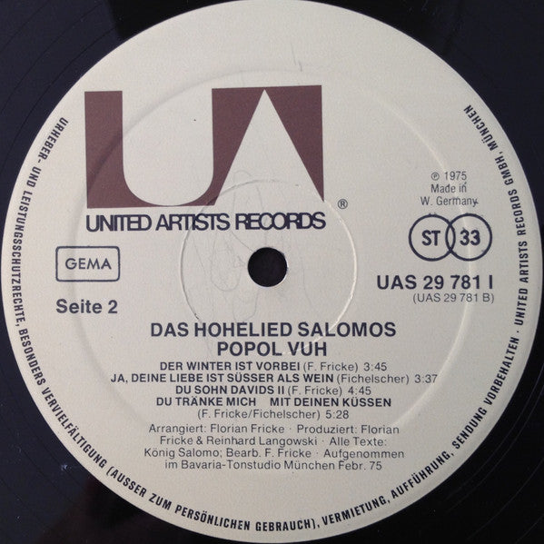 Popol Vuh : Das Hohelied Salomos (LP, Album)