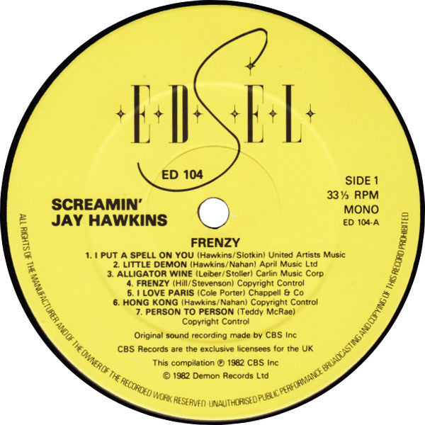 Screamin' Jay Hawkins : Frenzy (LP, Album, Comp, Mono)