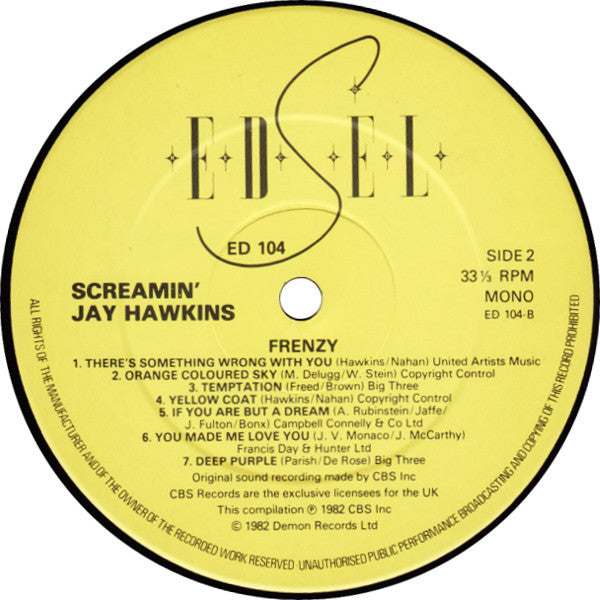 Screamin' Jay Hawkins : Frenzy (LP, Album, Comp, Mono)