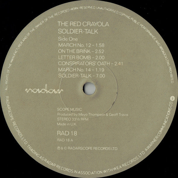 Red Krayola : Soldier-Talk (LP, Album, Wes)