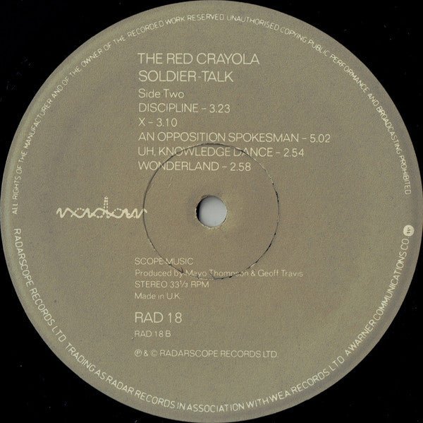 Red Krayola : Soldier-Talk (LP, Album, Wes)