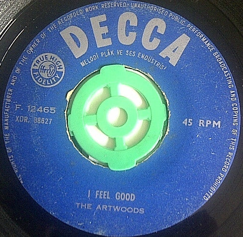 The Artwoods : I Feel Good / Mooll Anderson's Cookery Book (7", Single, M/Print)