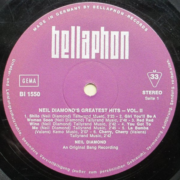 Neil Diamond : Greatest Hits Vol. 2 (LP, Comp)