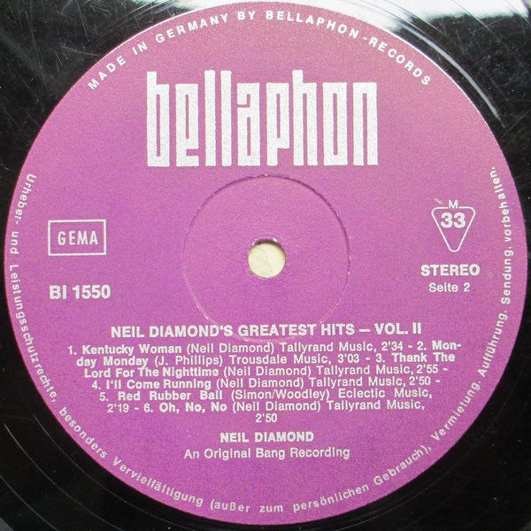 Neil Diamond : Greatest Hits Vol. 2 (LP, Comp)