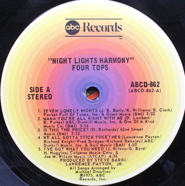 Four Tops : Night Lights Harmony (LP, Album)