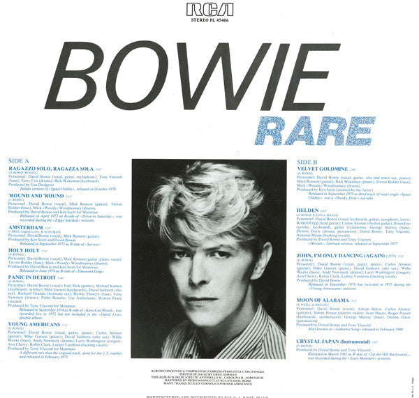 Bowie* : Rare (LP, Comp)