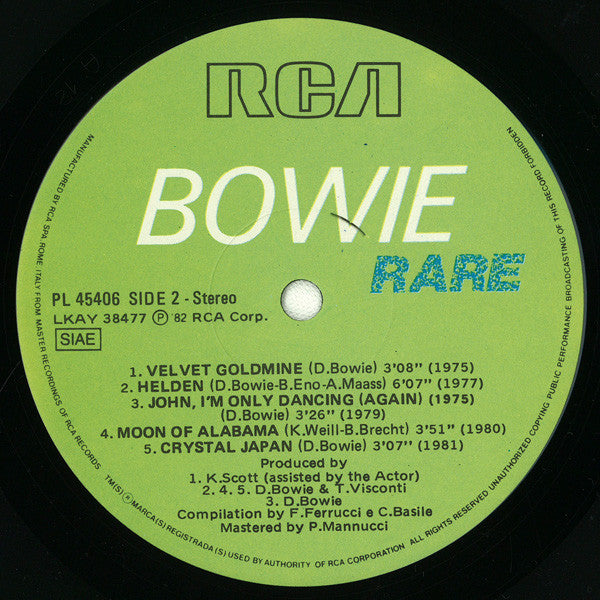 Bowie* : Rare (LP, Comp)