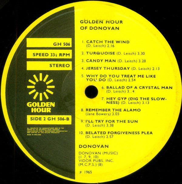 Donovan : Golden Hour Of Donovan (LP, Comp)