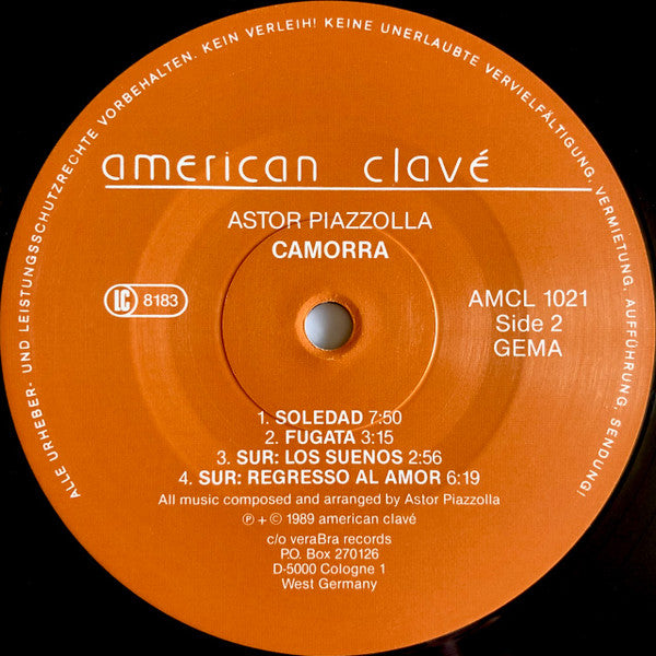 Astor Piazzolla : La Camorra: La Soledad De La Provocación Apasionada (LP, Album)