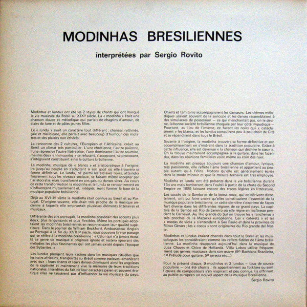 Sergio Rovito : Modinhas Brésiliennes (LP, Album, Gat)