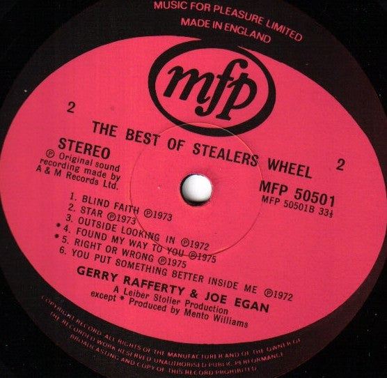 Gerry Rafferty And Joe Egan : The Best Of Stealers Wheel (LP, Comp)