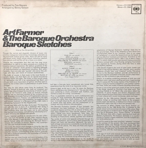 Art Farmer & The Baroque Orchestra : Baroque Sketches (LP, Album)