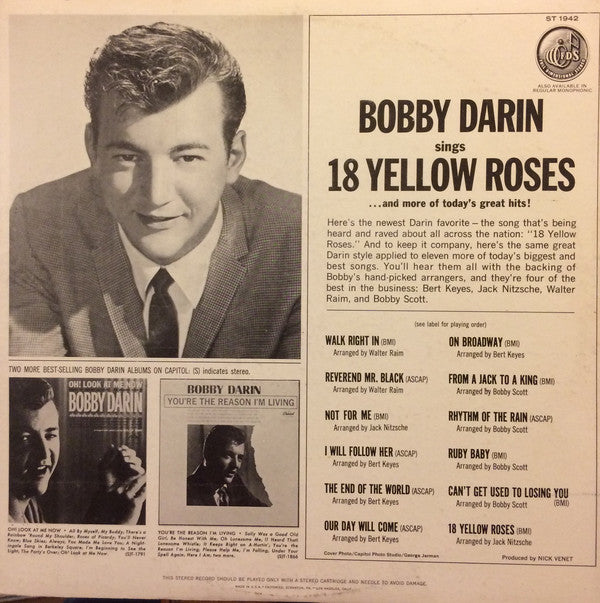Bobby Darin : 18 Yellow Roses (LP, Album, Scr)