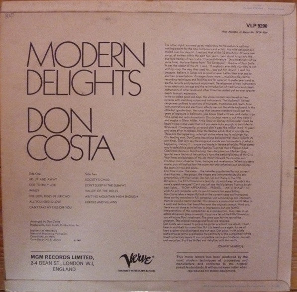Don Costa : Modern Delights (LP, Album)
