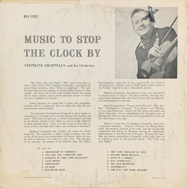 Stephane Grappelly Et Son Orchestre : Musique Pour Arreter Le Temps (LP)