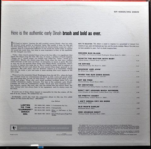 Dinah Washington : The Good Old Days (LP, Comp, Mono)