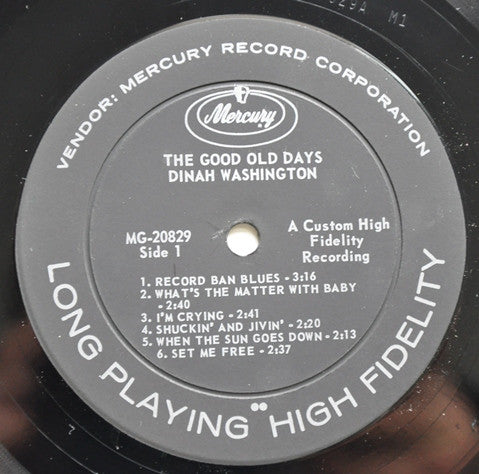 Dinah Washington : The Good Old Days (LP, Comp, Mono)
