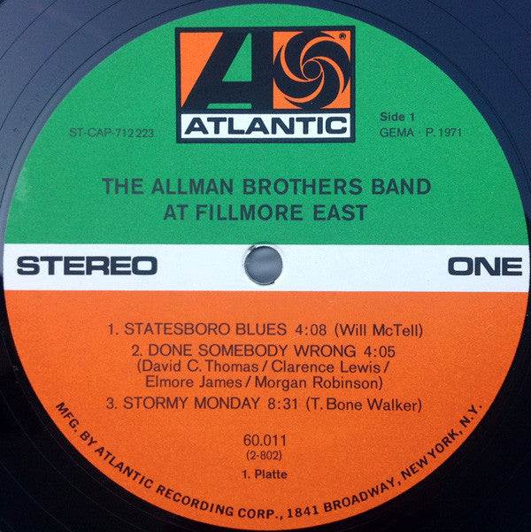 The Allman Brothers Band : The Allman Brothers Band At Fillmore East (2xLP, Album)
