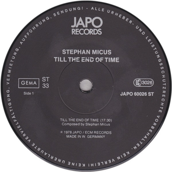 Stephan Micus : Till The End Of Time (LP, Album, RP, 2nd)