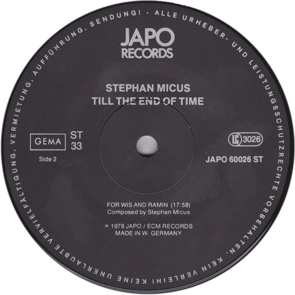Stephan Micus : Till The End Of Time (LP, Album, RP, 2nd)