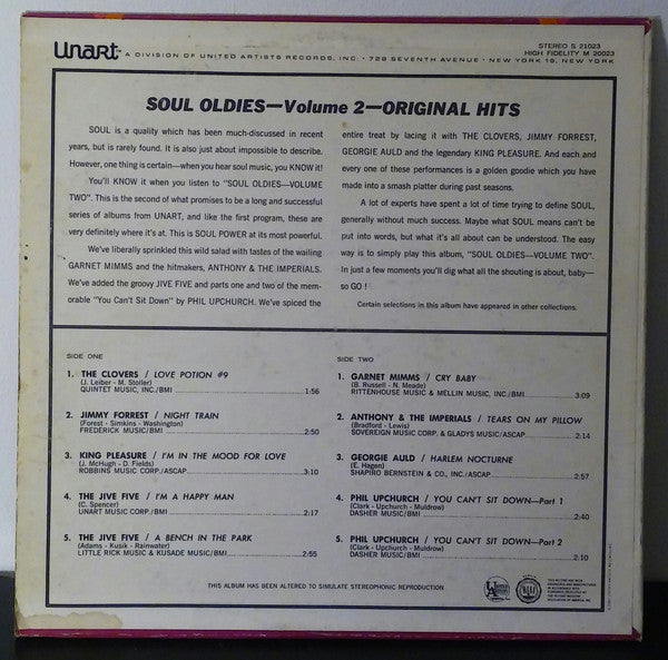 Various : Soul Oldies Volume II Original Hits (LP, Comp, Rec)
