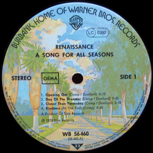 Renaissance (4) : A Song For All Seasons (LP, Album)