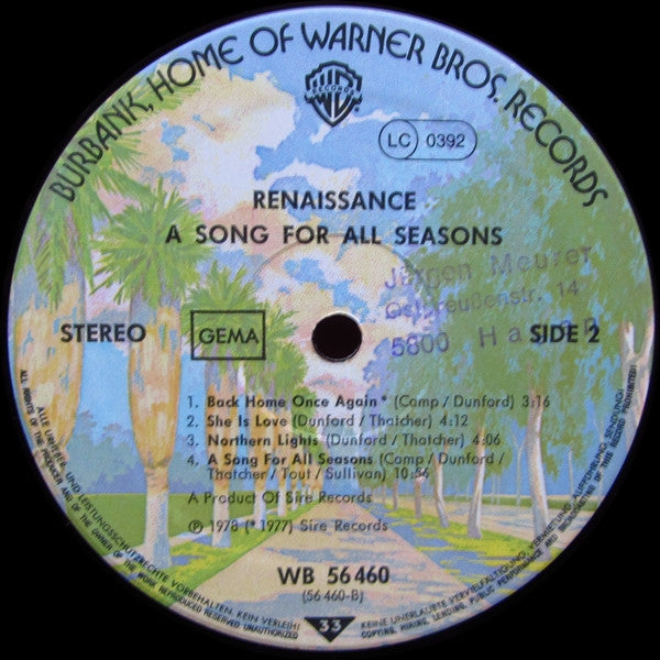 Renaissance (4) : A Song For All Seasons (LP, Album)