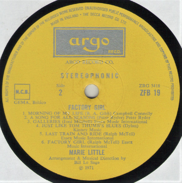Marie Little : Factory Girl (LP, Album)