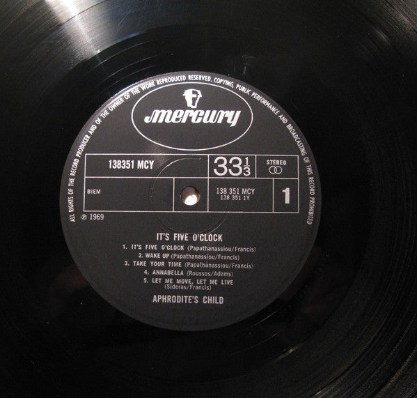 Aphrodite's Child : It's Five O'Clock (LP, Album, Club)