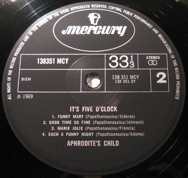 Aphrodite's Child : It's Five O'Clock (LP, Album, Club)