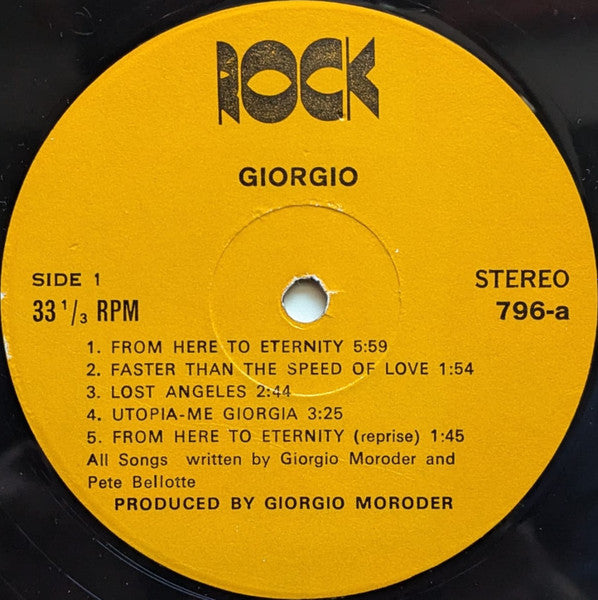 Giorgio Moroder : From Here To Eternity (LP, Album, P/Mixed)