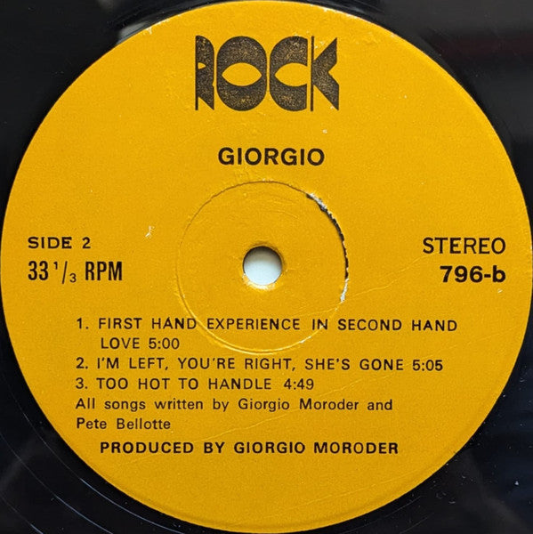 Giorgio Moroder : From Here To Eternity (LP, Album, P/Mixed)