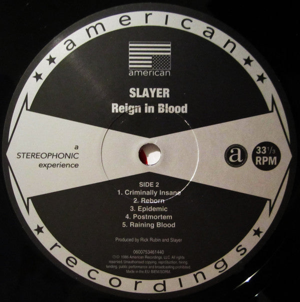 Slayer : Reign In Blood (LP, Album, RE, RM, 180)