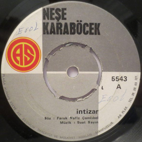 Neşe Karaböcek : İntizar / Karlı Bir Kış Günü (7", Single)