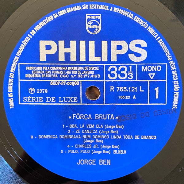Jorge Ben : Fôrça Bruta (LP, Album, Mono)