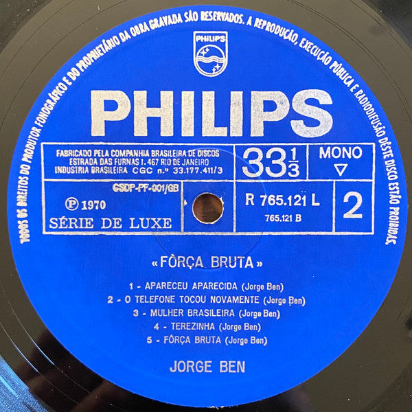 Jorge Ben : Fôrça Bruta (LP, Album, Mono)